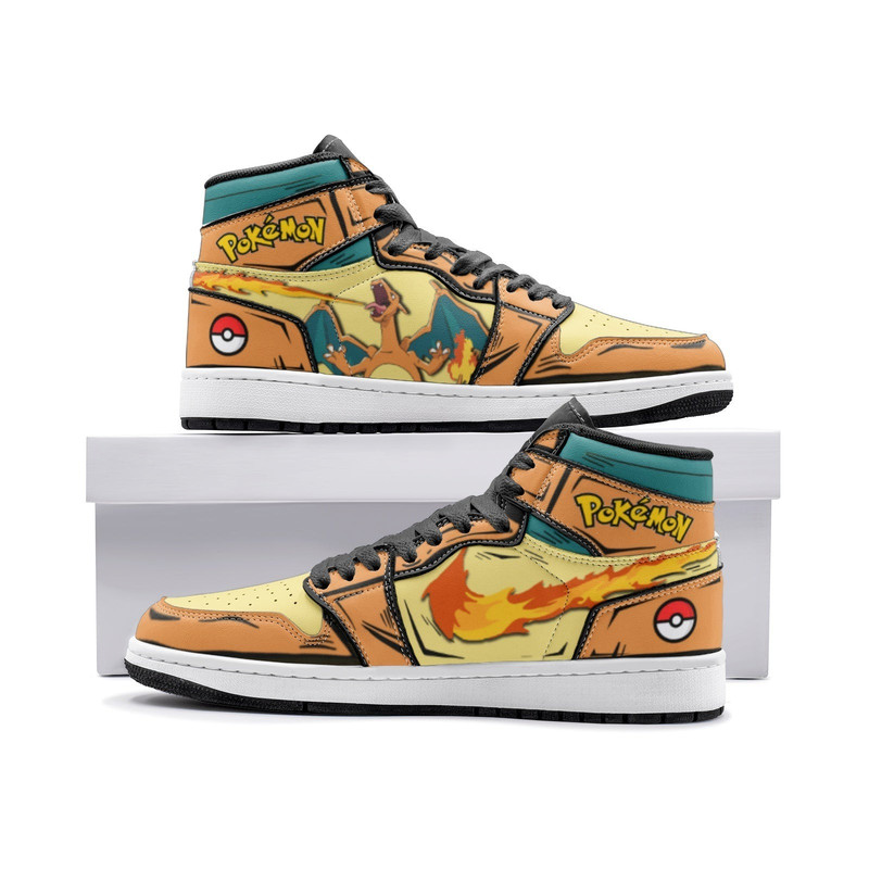 Charizard Pokemon JD1 Shoes, Charizard Jordan 1 Shoes, Charizard Jordan 1 Sneakers, Pokemon Shoes, Pokemon Sneakers