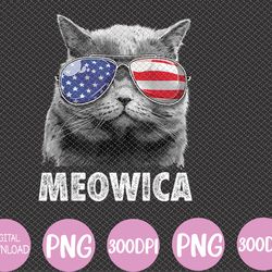 Cat 4th Of July Meowica Girls Boys American Flag Sunglasses Png, Digital Download