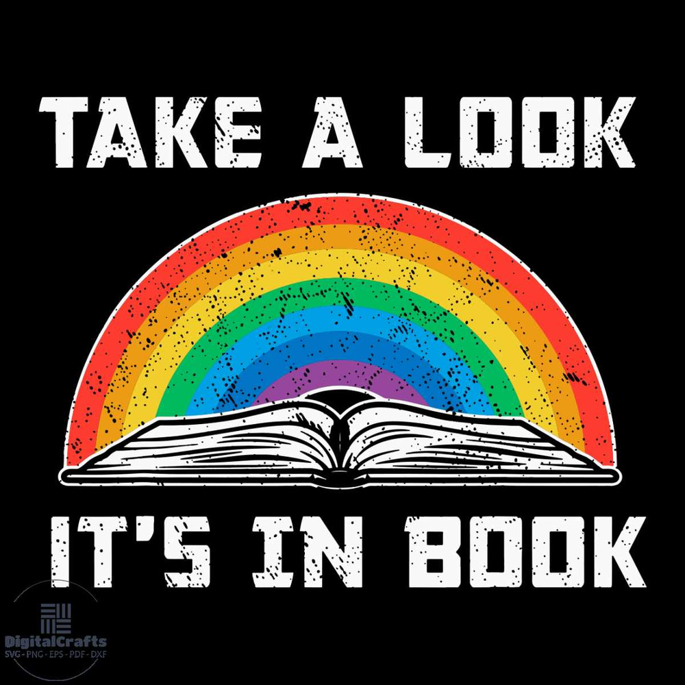 Take a look its in a book Svg Reading vintage Svg Retro Rainbow Svg