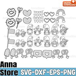 gnome lgbt coloring pages svg, pride gnome svg,lgbt svg bundle,lesbian svg , gay svg, bisexual svg, transgender svg