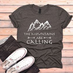 mountains are calling shirt, the mountains are calling t-shirt, hiking, trailing, mountain climbing tees
