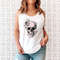 Bloom Skull Womens Tank, Sugar Skull Art Top Gift For Her, Floral Skull Print Boho Graphic Tee, Flower Skull Tank Top - 8.jpg