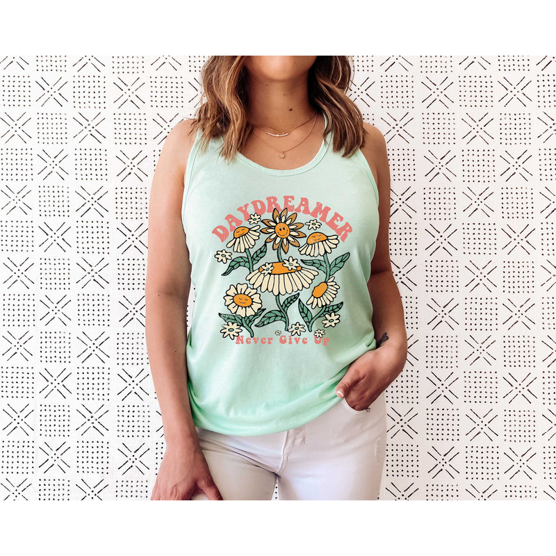 Boho Floral Tank T shirt, Hippie Tank, Daydreamer Top, Retro Tank Top, Floral Tank, Summer tee, Flowers T shirt, Garden Tee, Plants - 1.jpg