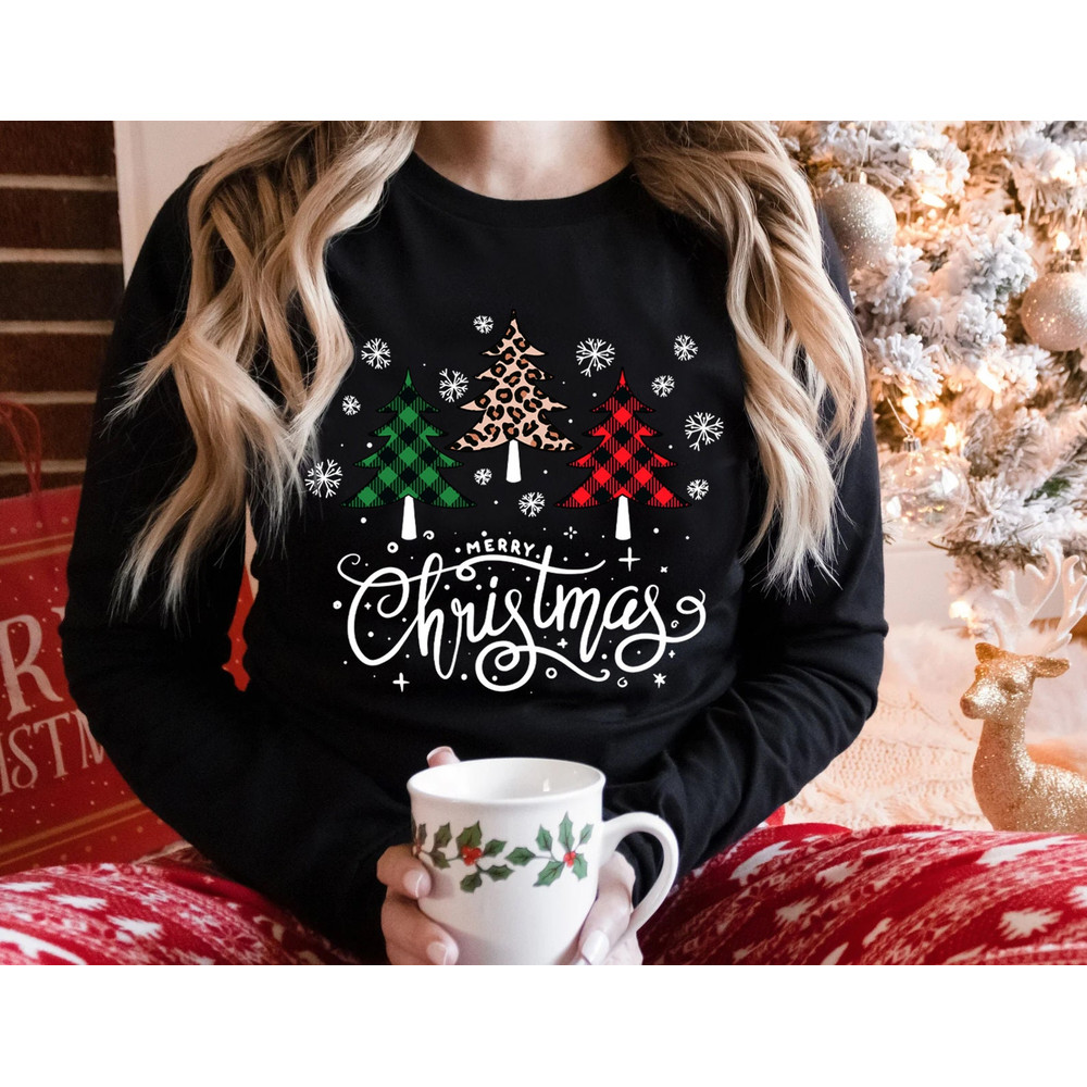 Buffalo Plaid Christmas Long Sleeve Shirt, Merry Christmas T-shirt, Christmas Family Shirt, Christmas Gift, Holiday Gift, Leopard Shirt - 6.jpg