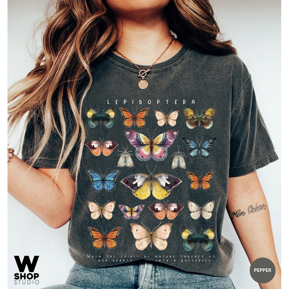 Butterfly Shirt, Comfort Colors Shirt, Fall Shirt, Floral shirt, Butterfly Lover, Butterfly Graphic, Women Tee, Valentine Gift - 1.jpg