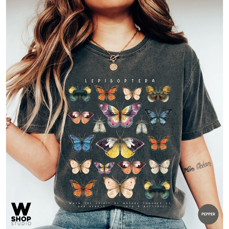 Butterfly Shirt, Comfort Colors Shirt, Fall Shirt, Floral shirt, Butterfly Lover, Butterfly Graphic, Women Tee, Valentine Gift - 1.jpg