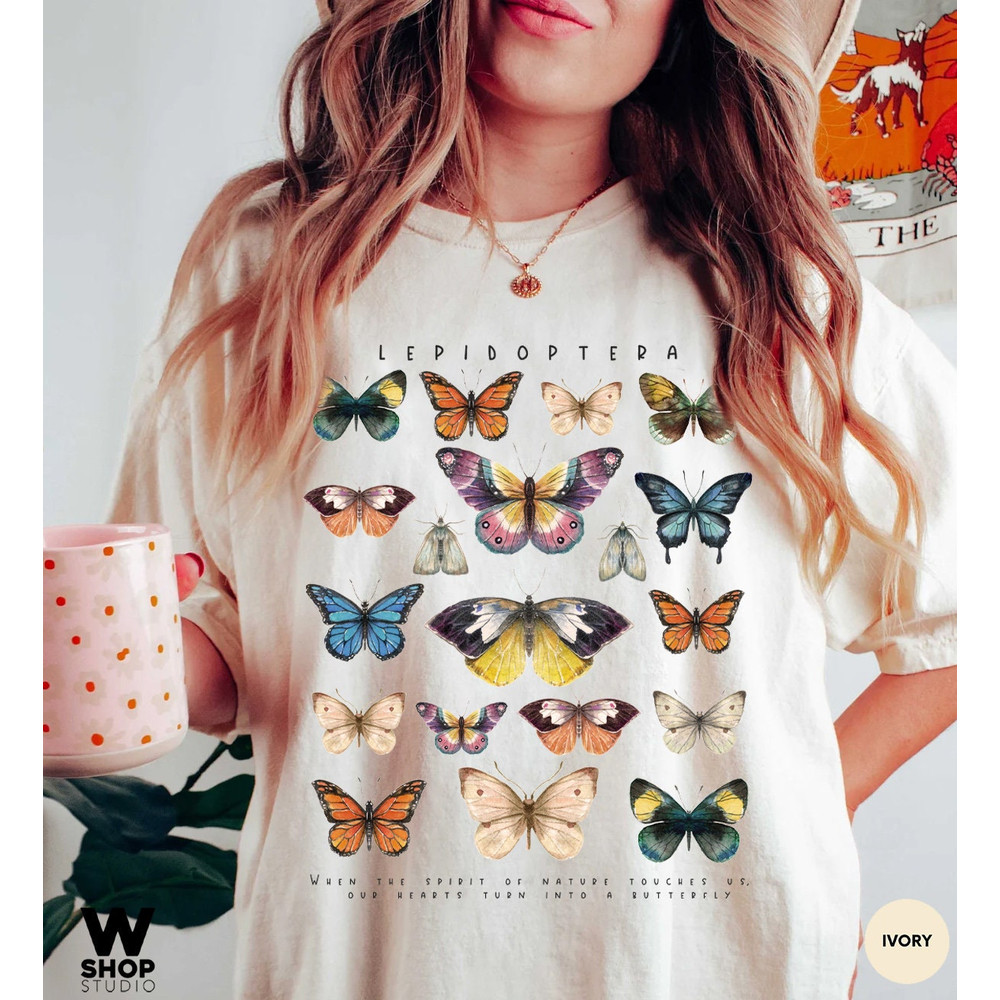Butterfly Shirt, Comfort Colors Shirt, Fall Shirt, Floral shirt, Butterfly Lover, Butterfly Graphic, Women Tee, Valentine Gift - 2.jpg