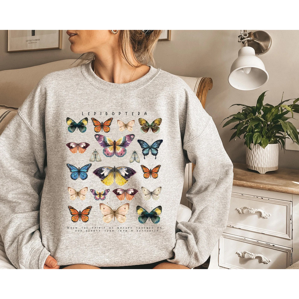 Butterfly Sweatshirt, Fall Sweatshirt, Floral shirt, Butterfly Lover, Butterfly Graphic, Women Tee, Valentine Gift - 2.jpg