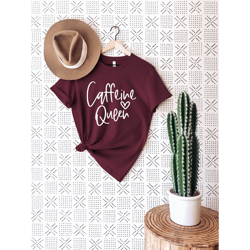 Caffeine queen Funny TShirt tumblr shirt sayings novelty gift women graphic tee shirts for teen Coffee lover Shirts for Women T-Shirts - 1.jpg