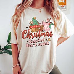 christmas calories don't count, retro christmas, womens christmas top, festive tee shirt, festive top, womens christmas