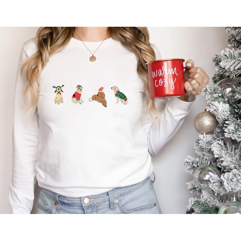Christmas Dogs Long Sleeve Shirt, Dog Mom Shirt, Christmas Dogs Sweatshirt, Puppies Shirt, Christmas Long Sleeve T shirt - 1.jpg