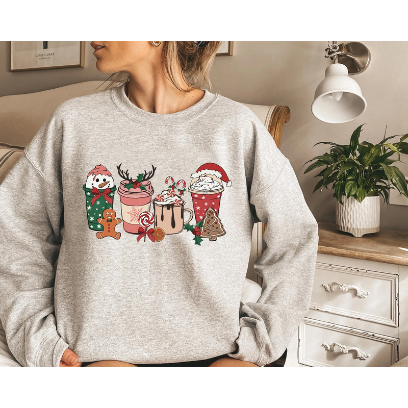 Christmas Gingerbread Coffee Shirt, Christmas coffee Sweatshirt, Coffee Lover gift, Latte drink Crewneck, women Holiday sweater, Xmas Tee - 3.jpg