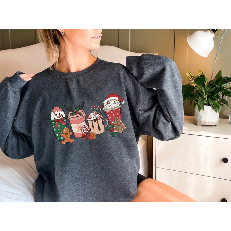 Christmas Gingerbread Coffee Shirt, Christmas coffee Sweatshirt, Coffee Lover gift, Latte drink Crewneck, women Holiday sweater, Xmas Tee - 4.jpg