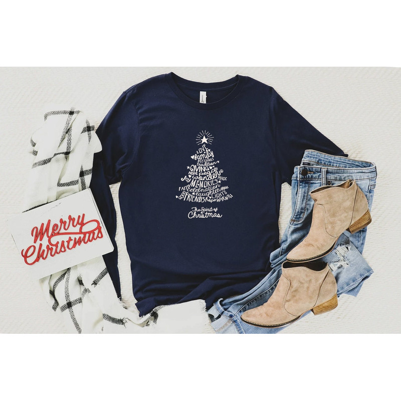 Christmas Tree Long Sleeve Shirt, Merry & Bright Shirt, Long Sleeve Shirt for Women, Crewneck pullover Sweater, cute Winter Holiday Tees - 1.jpg