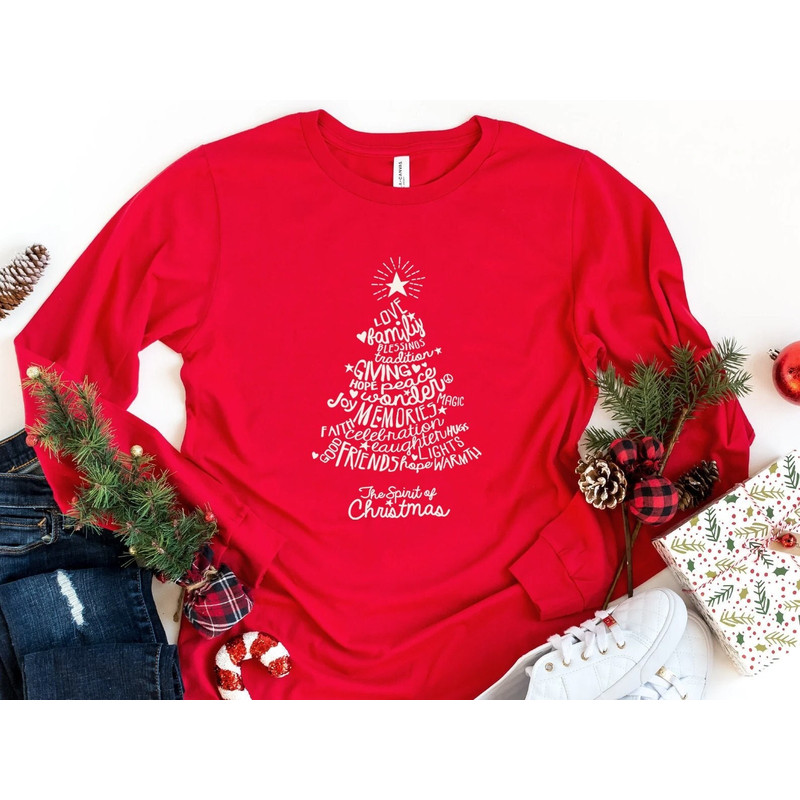 Christmas Tree Long Sleeve Shirt, Merry & Bright Shirt, Long Sleeve Shirt for Women, Crewneck pullover Sweater, cute Winter Holiday Tees - 2.jpg