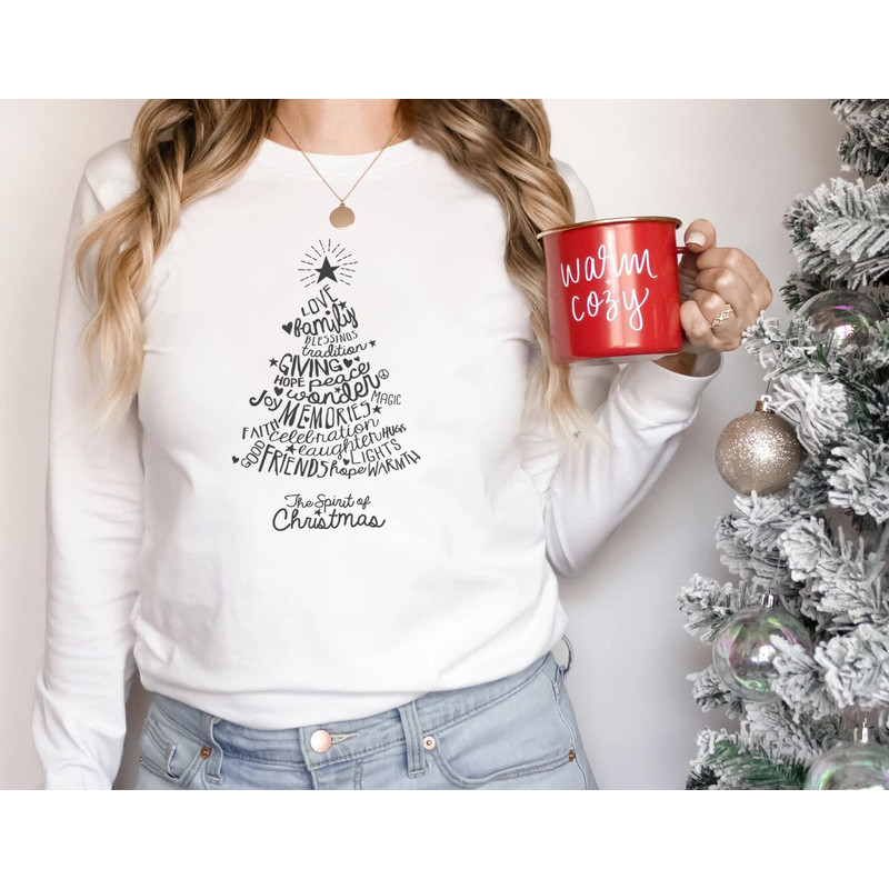 Christmas Tree Long Sleeve Shirt, Merry & Bright Shirt, Long Sleeve Shirt for Women, Crewneck pullover Sweater, cute Winter Holiday Tees - 3.jpg
