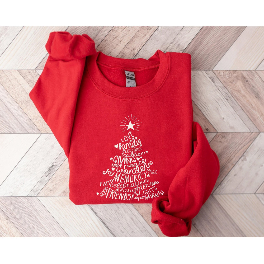 Christmas Tree Sweatshirt, Merry & Bright Shirt, Christmas Shirts for Women, Christmas Crewneck pullover Sweater, cute Winter Holiday Tees - 1.jpg