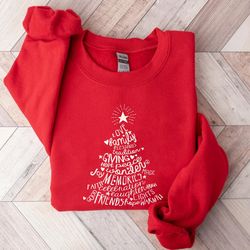 christmas tree sweatshirt, merry & bright shirt, christmas shirts for women, christmas crewneck pullover sweater, cute w