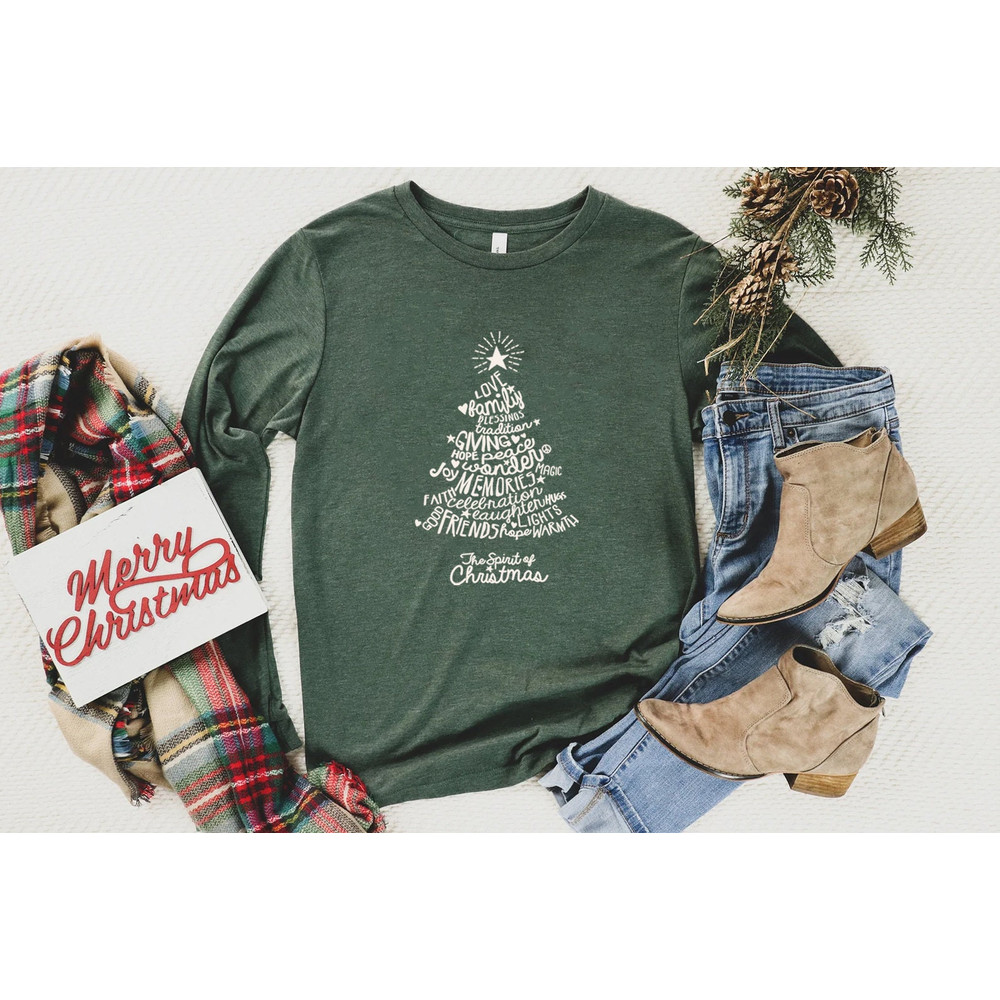 Christmas Tree Long Sleeve Shirt, Merry & Bright Shirt, Long Sleeve Shirt for Women, Crewneck pullover Sweater, cute Winter Holiday Tees - 4.jpg