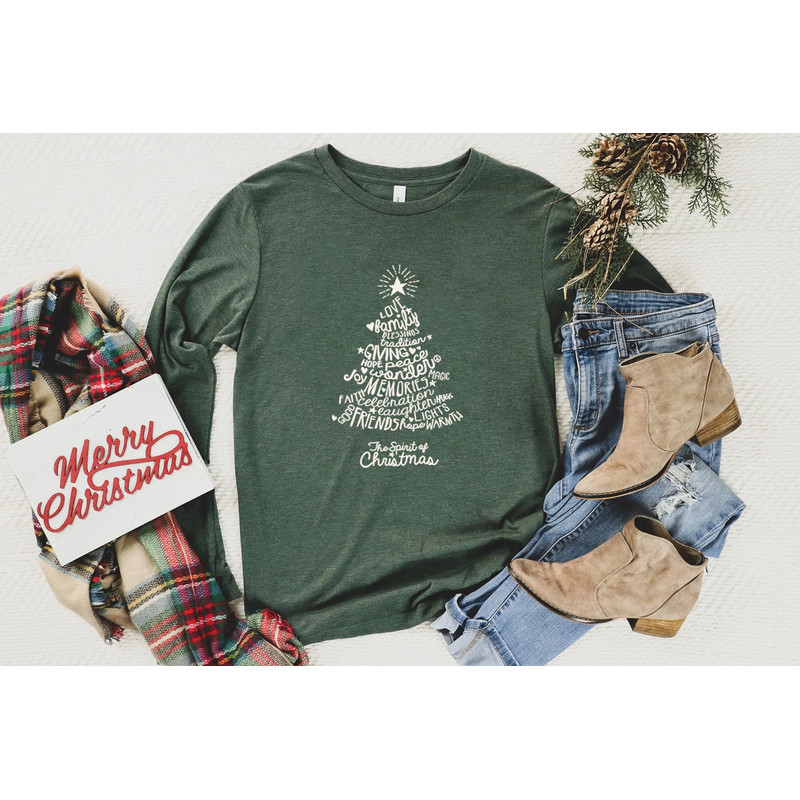 Christmas Tree Long Sleeve Shirt, Merry & Bright Shirt, Long Sleeve Shirt for Women, Crewneck pullover Sweater, cute Winter Holiday Tees - 4.jpg