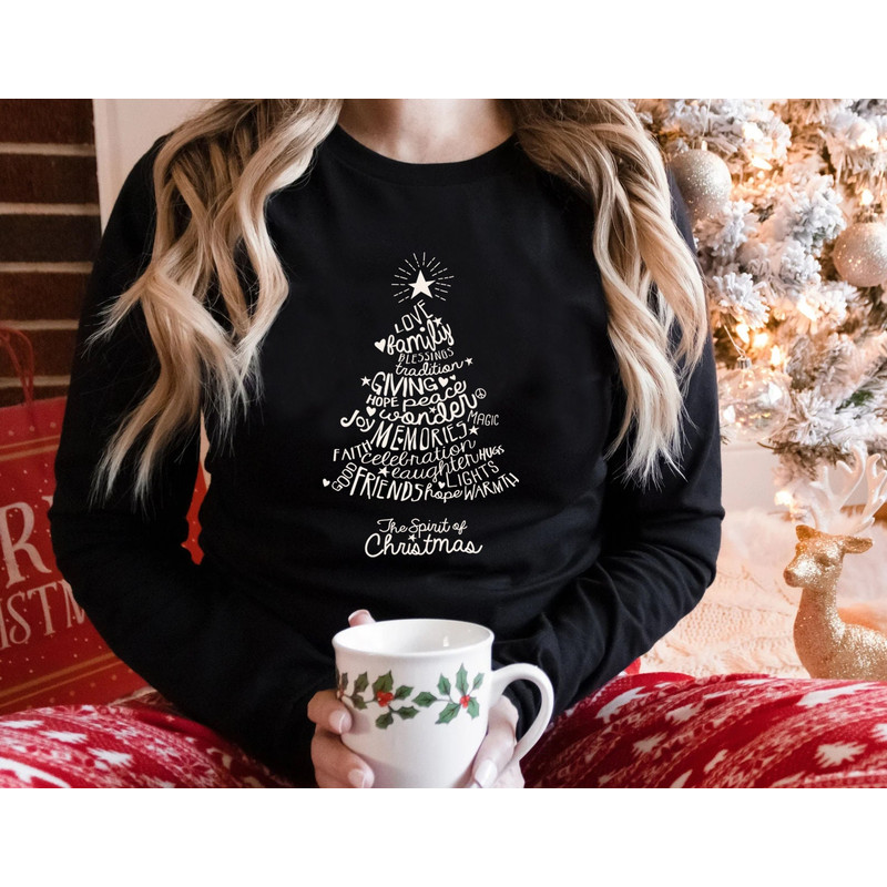 Christmas Tree Long Sleeve Shirt, Merry & Bright Shirt, Long Sleeve Shirt for Women, Crewneck pullover Sweater, cute Winter Holiday Tees - 5.jpg