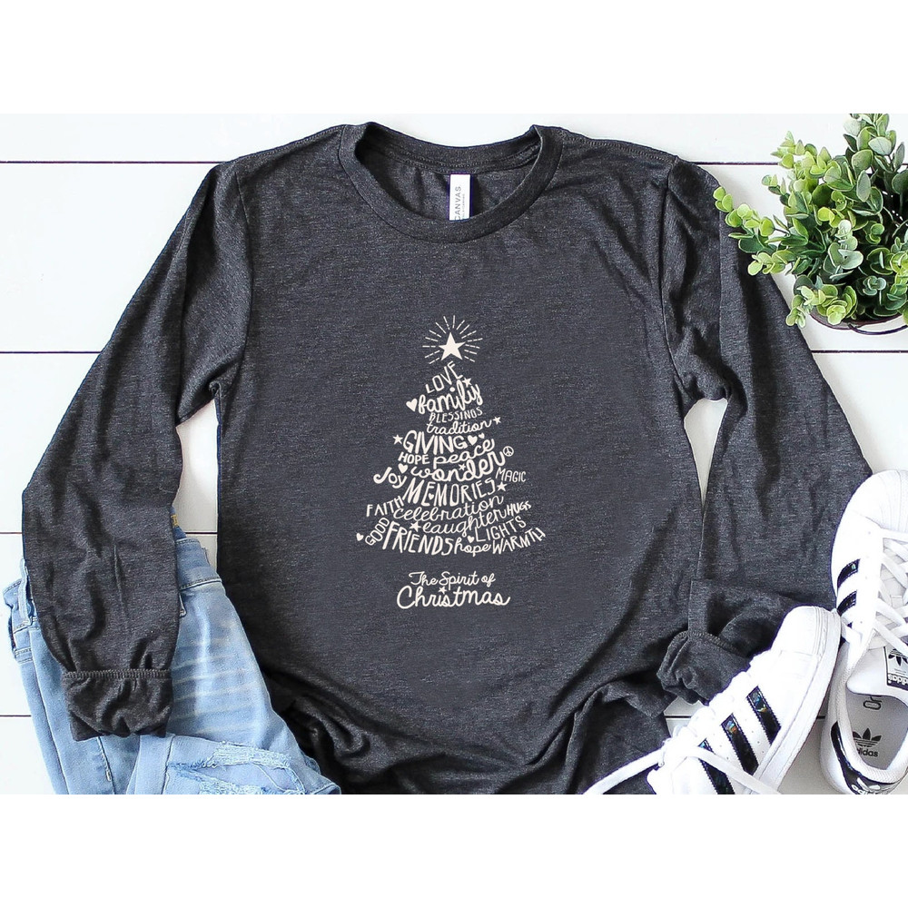 Christmas Tree Long Sleeve Shirt, Merry & Bright Shirt, Long Sleeve Shirt for Women, Crewneck pullover Sweater, cute Winter Holiday Tees - 6.jpg