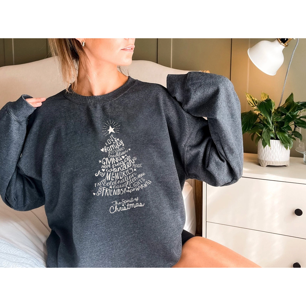 Christmas Tree Sweatshirt, Merry & Bright Shirt, Christmas Shirts for Women, Christmas Crewneck pullover Sweater, cute Winter Holiday Tees - 3.jpg