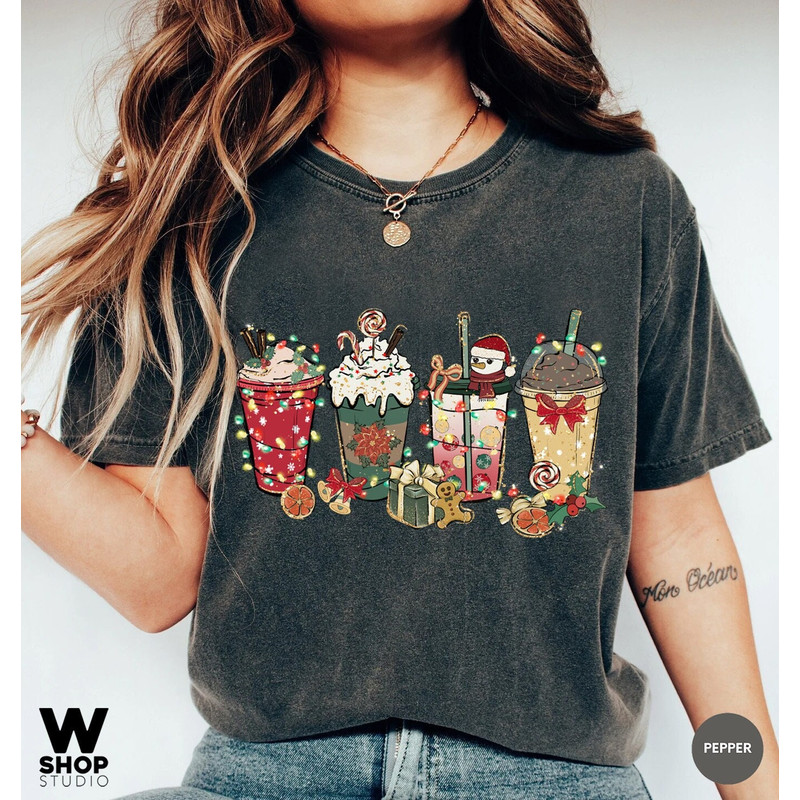 Comfort Colors Christmas coffee t-shirt, cute chritmas tee, Christmas t-shirt, holiday apparel, Christmas tshirt, Retro christmas - 1.jpg