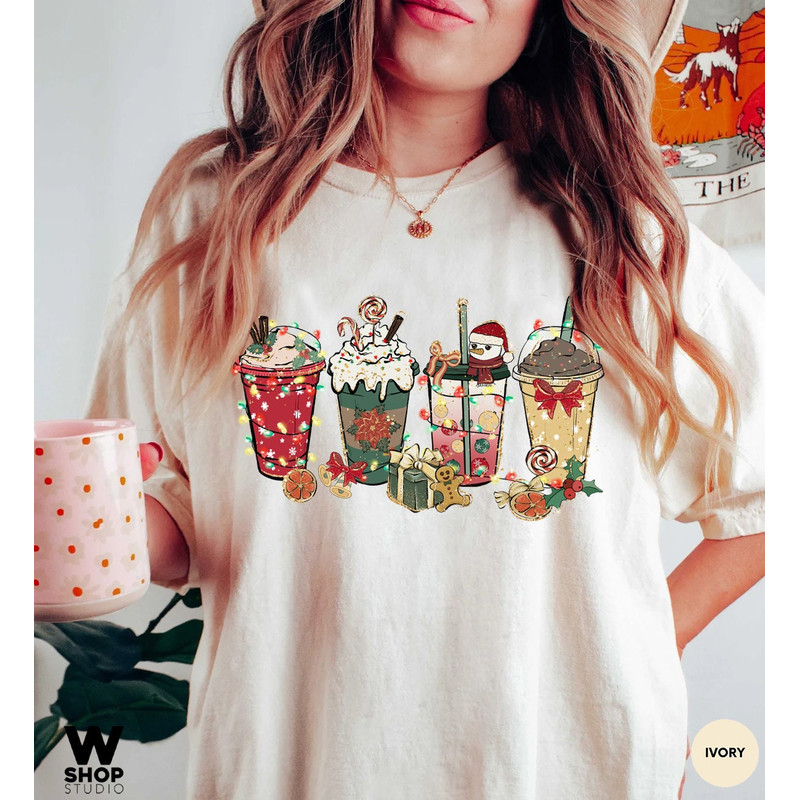 Comfort Colors Christmas coffee t-shirt, cute chritmas tee, Christmas t-shirt, holiday apparel, Christmas tshirt, Retro christmas - 3.jpg