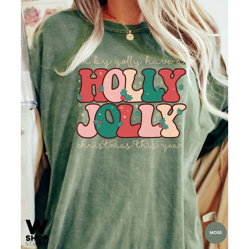 Comfort Colors Holly Jolly Funny Christmas t-shirt, funny chritmas t-shirt, Christmas t-shirt, holiday apparel, Retro christmas - 2.jpg