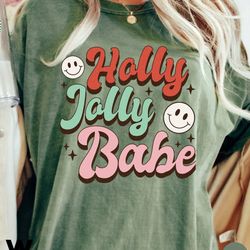 comfort colors holly jolly funny christmas t-shirt, funny chritmas t-shirt, christmas t-shirt, holiday apparel, retro vi