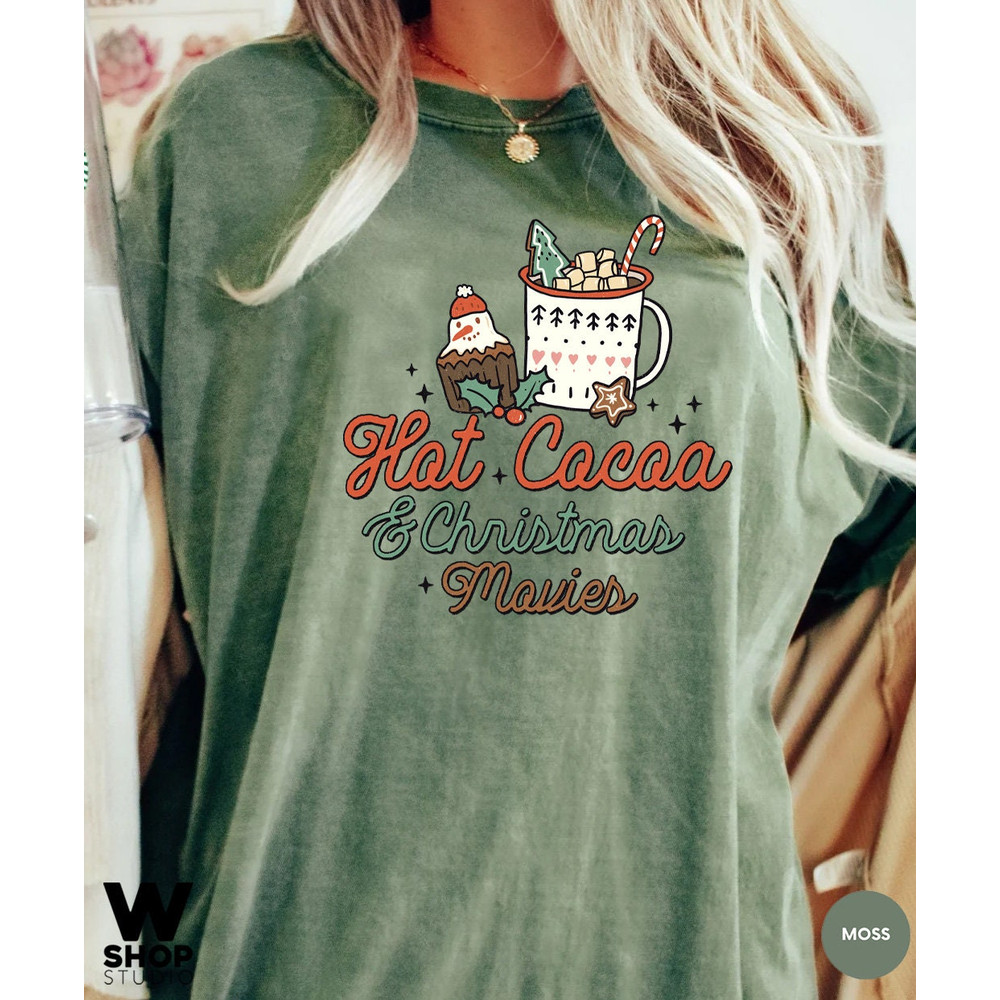 Comfort Colors Hot Cocoa Christmas t-shirt, retro Christmas t-shirt, Retro Xmas holiday apparel, Christmas Shirts, Vintage christmas - 3.jpg