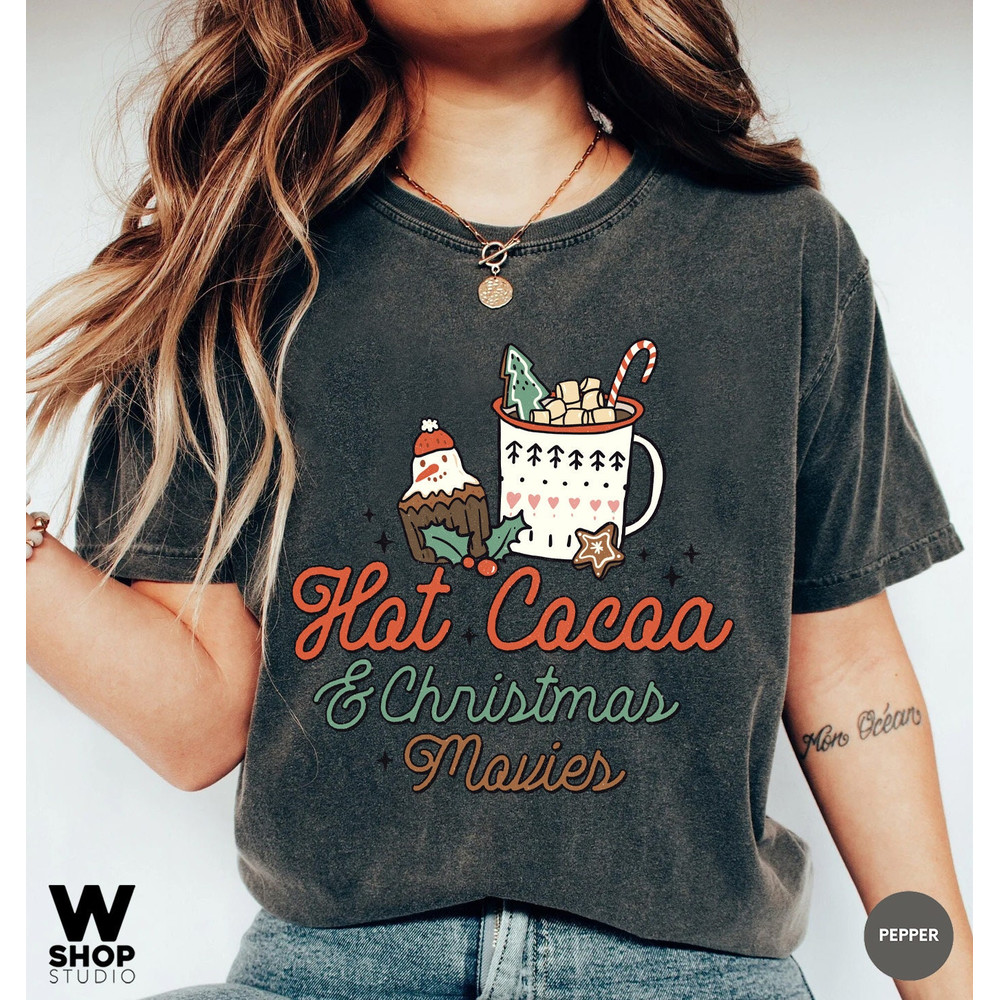 Comfort Colors Hot Cocoa Christmas t-shirt, retro Christmas t-shirt, Retro Xmas holiday apparel, Christmas Shirts, Vintage christmas - 4.jpg