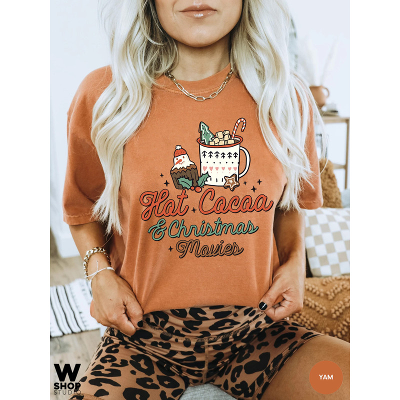 Comfort Colors Hot Cocoa Christmas t-shirt, retro Christmas t-shirt, Retro Xmas holiday apparel, Christmas Shirts, Vintage christmas - 5.jpg