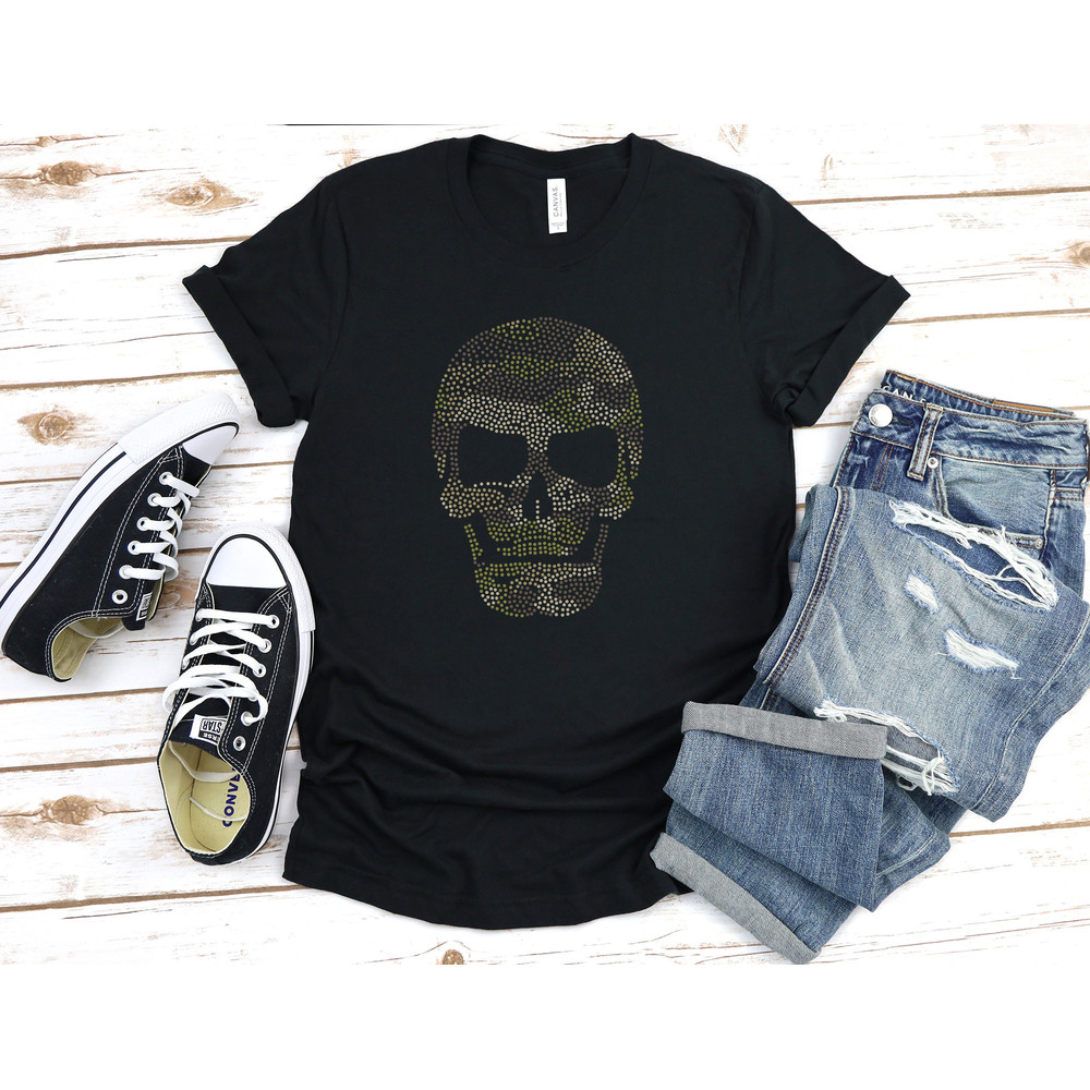 Cool Skull Shirt, Unisex Cool Skull t-shirt, Camouflage Skull, Dots Skull Tee, Skull Tshirt, Camo Shirt for Dad, Best Gift For Father Daddy - 2.jpg