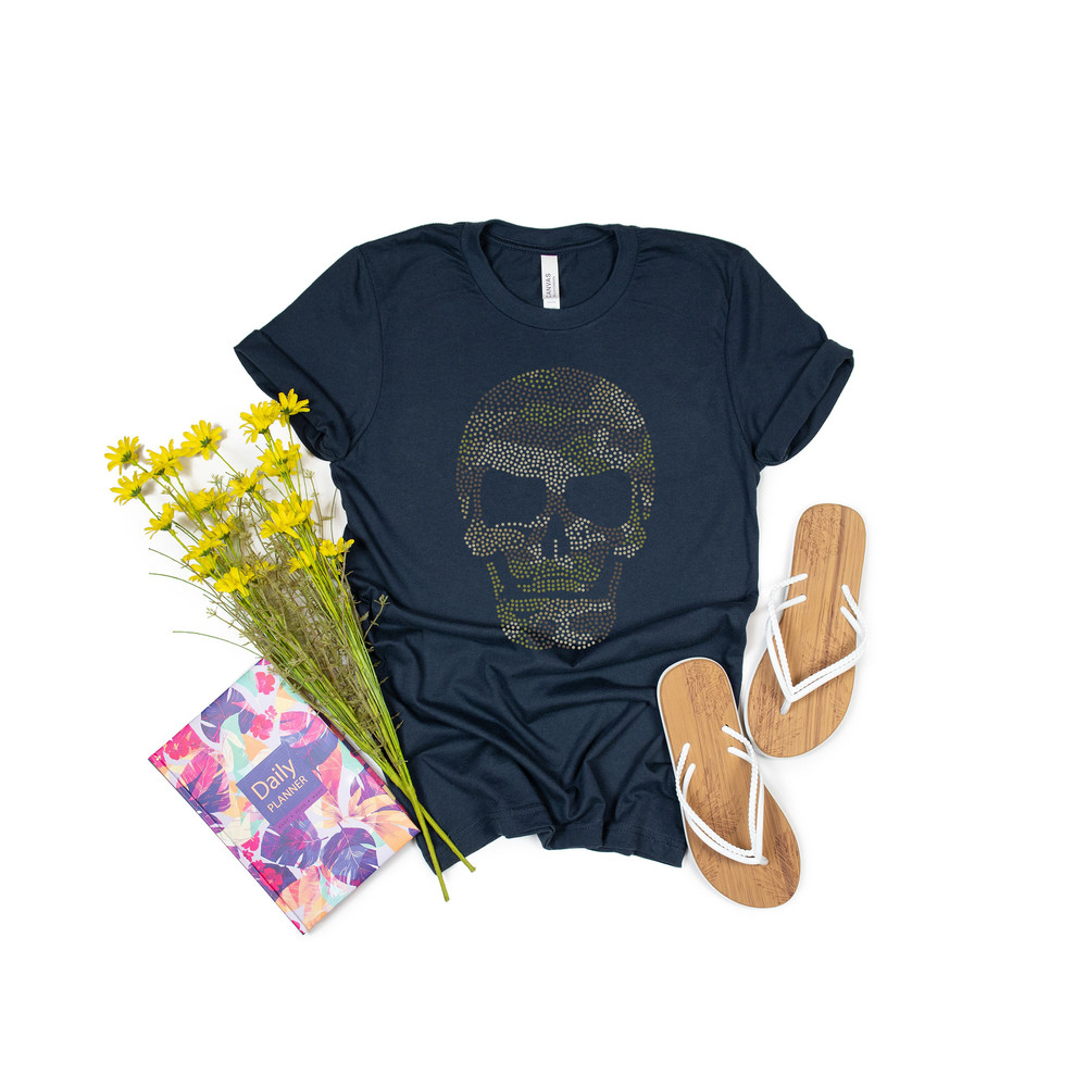 Cool Skull Shirt, Unisex Cool Skull t-shirt, Camouflage Skull, Dots Skull Tee, Skull Tshirt, Camo Shirt for Dad, Best Gift For Father Daddy - 5.jpg