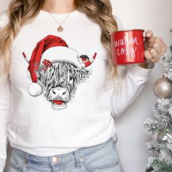cow christmas sweatshirt, merry christmas heifers tee, christmas cow shirt, highland farm long sleeve shirt, farmer cow