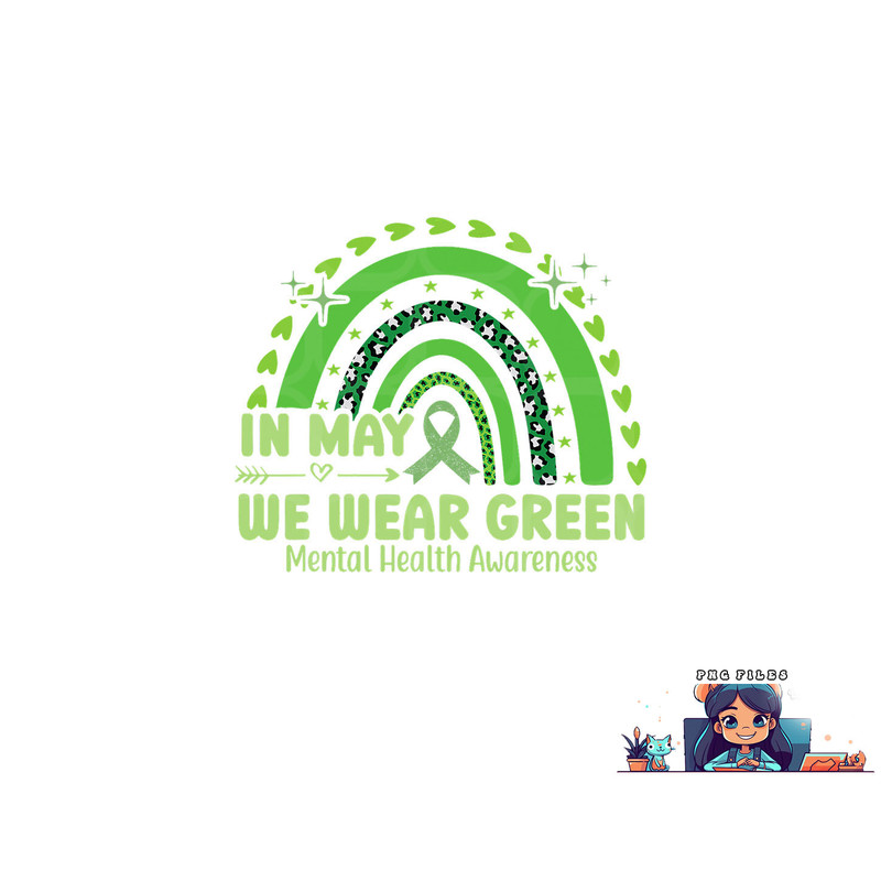 In May We Wear Green Semicolon Mental Health Awareness Month png, digital download copy.jpg