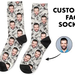 custom face socks, custom photo socks, face on socks, personalized, 80's geometric picture socks, funny gift for her, hi
