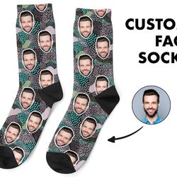 Custom Face Socks, Custom Photo Socks, Face on Socks, Personalized, Geometric Picture Socks, Funny Gift For Her, Him or