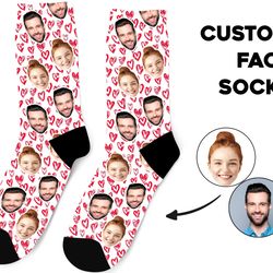 custom face socks, photo personalized socks, faces on socks, love heart socks, gift for her, girlfriend gift, boyfriend