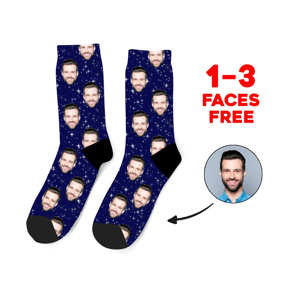 Custom Face Socks, Space Custom Photo Socks, Face on Socks, Star Personalized Socks Space Picture Socks, Funny Gift For Fathers Day Her Him - 1.jpg