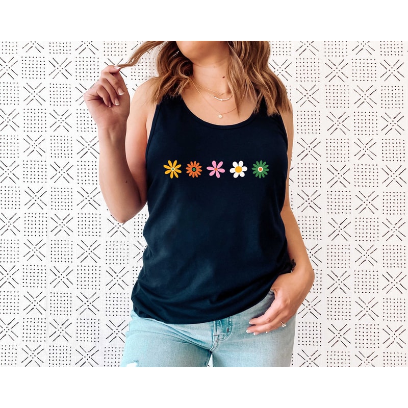 Daisy Womens Tank Top, Retro Wildflower Tank, Spring Tank, Daisy Lover Shirt, Daisy Gift, Daisy Flower Tank, Vacation Gift Tank Top - 4.jpg