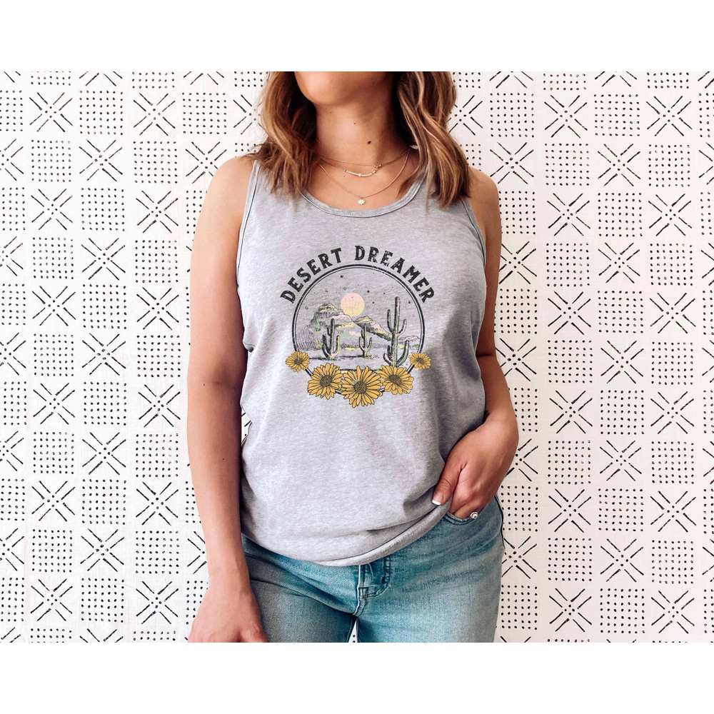 Desert Tank Tee, Desert Dreamer, Cactus Tank, Plant Tank, Graphic Tee, Cute Tank, Gift For Her, Tumblr Fashion, Casual Fashion - 1.jpg