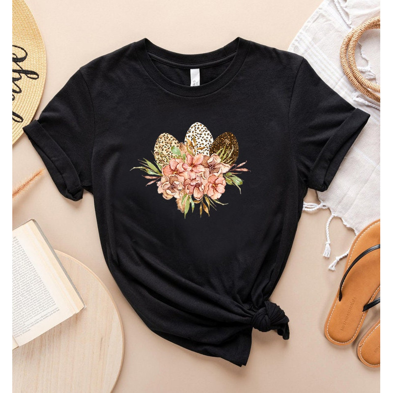 Easter Eggs, Leopard Cute Easter Tee, Floral Easter T shirt, Leopard Floral Easter T shirt, 2x Easter, 3x Easter,  Plus Sizes - 3.jpg