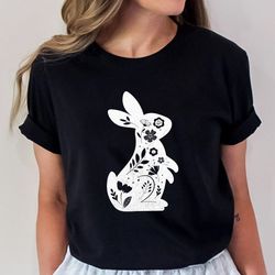 floral bunny shirt - floral rabbit shirt - easter t-shirt - spring t-shirt - bunny shirt - nature lover - animal lover -