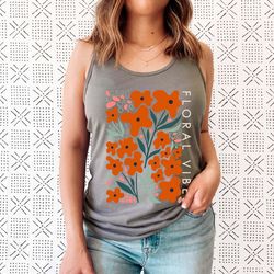 floral shirt tank, grow positive thoughts tank, bohemian style tank, butterfly shirt, trending right now, womens graphic