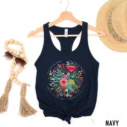 floral shirt tank, grow positive thoughts tank, bohemian style tank, butterfly shirt, trending right now, women's graphi