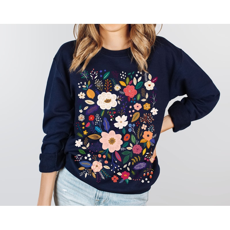 Flower Sweatshirt, Wildflower Women Sweatshirts ,Plus Size, Ladies Flower Girl Gifts, Floral Gift, Girlfriend Gift - 1.jpg