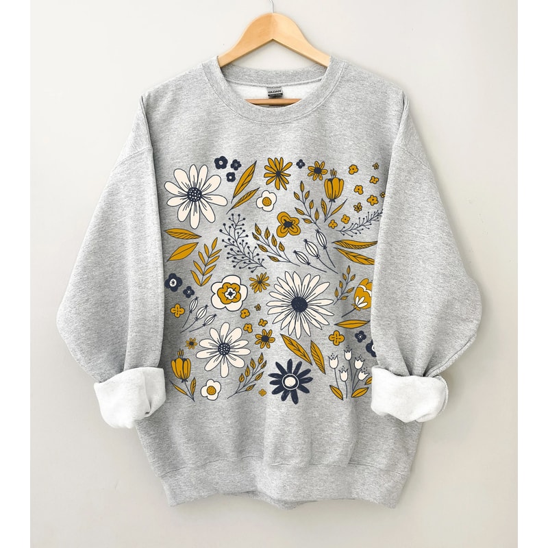 Flower Sweatshirt, Wildflower Women Sweatshirts, Plus Size, Ladies Flower Girl Gifts, Floral Gift, Girlfriend Gift - 5.jpg
